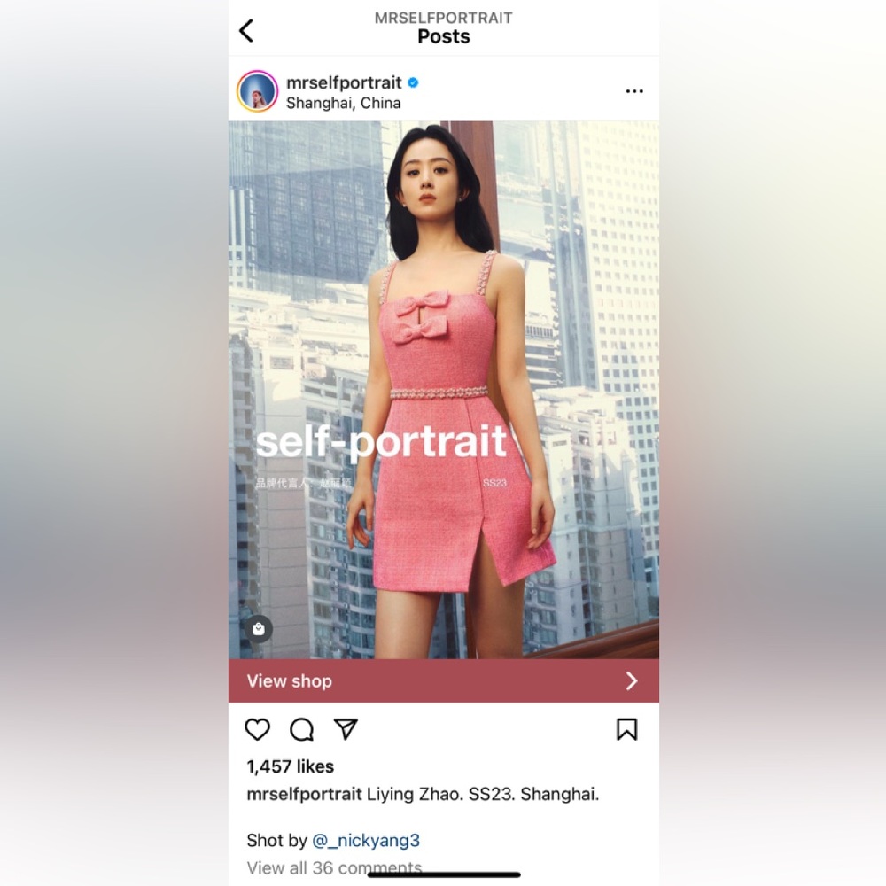 Self Portraits Pink Boucle Bow Mini Dress